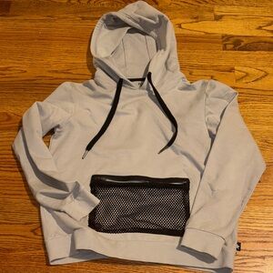 Gray Hoodie with Black Mesh Pocket